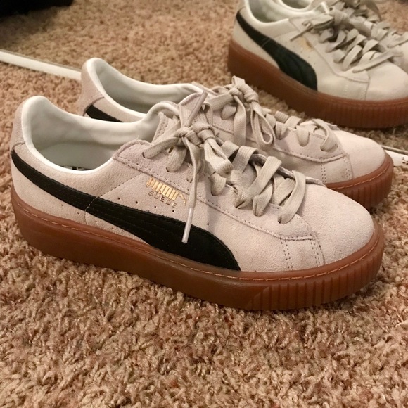 beige puma platforms